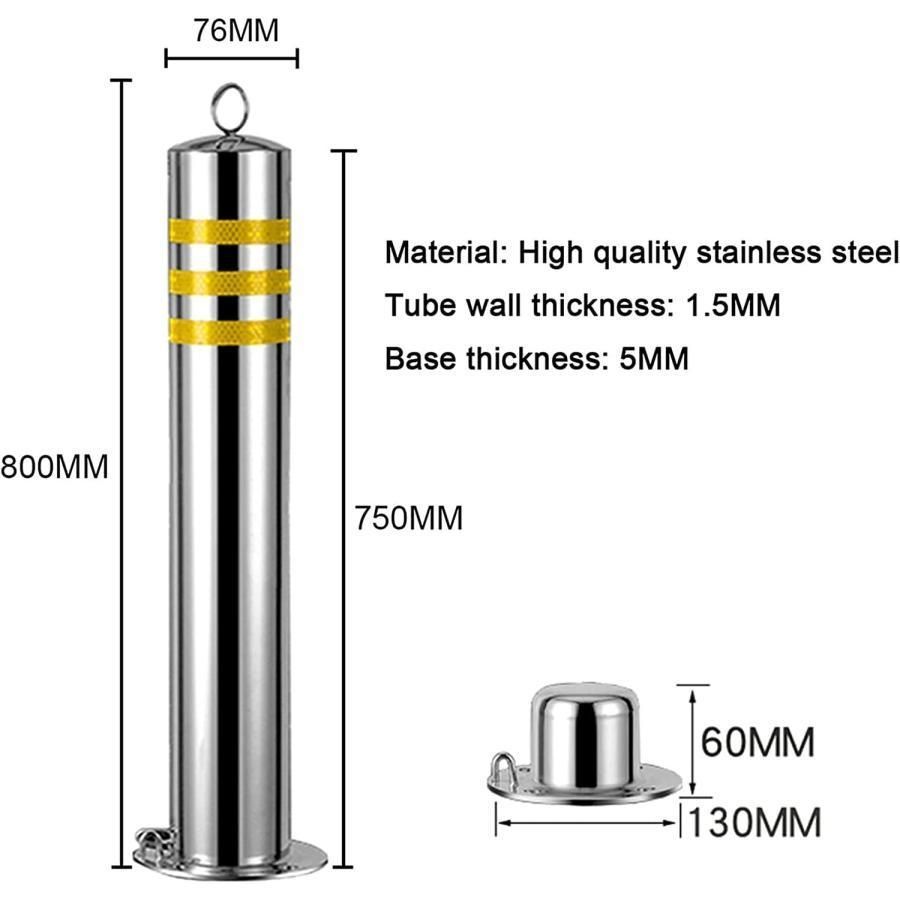 駐車場 ポール 車止め 2個 駐車場ポール ステンレス鋼 車止めスタンドポール 駐車スペースをブロックするバリアポスト 反射ストリップ付き 駐車場ポスト  ドライ - メルカリ