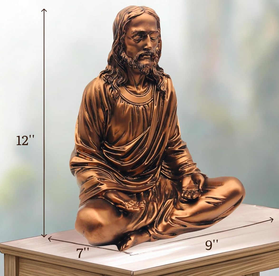 イエス像 12 インチ ブロンズ - 瞑想像の装飾 - どの部屋にも合うイエスの置物 - キリスト教徒やスピリチュアルな友人への素晴らしい贈り物 NEXPOTALLINN_EU