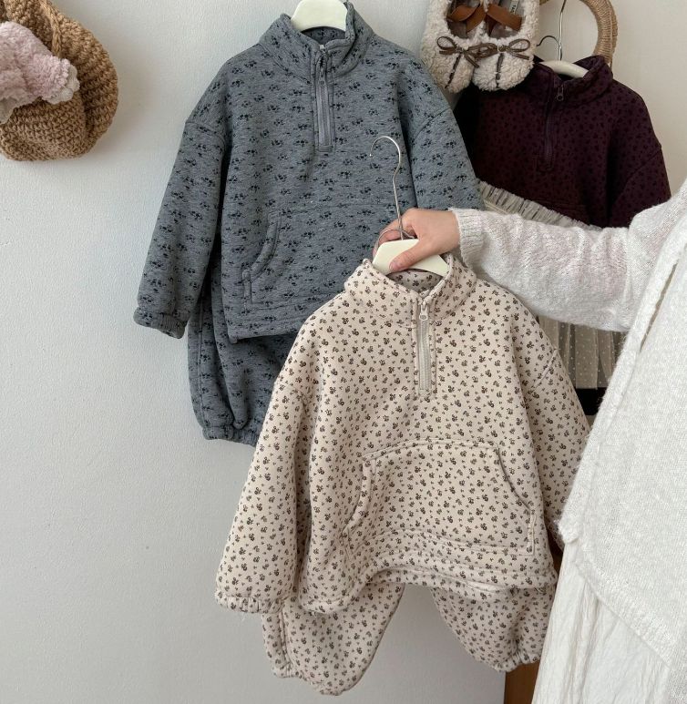 ブラッシュドフラワートップとボトム 幼児 キッズ 冬 上下セット セットアップ 子供服