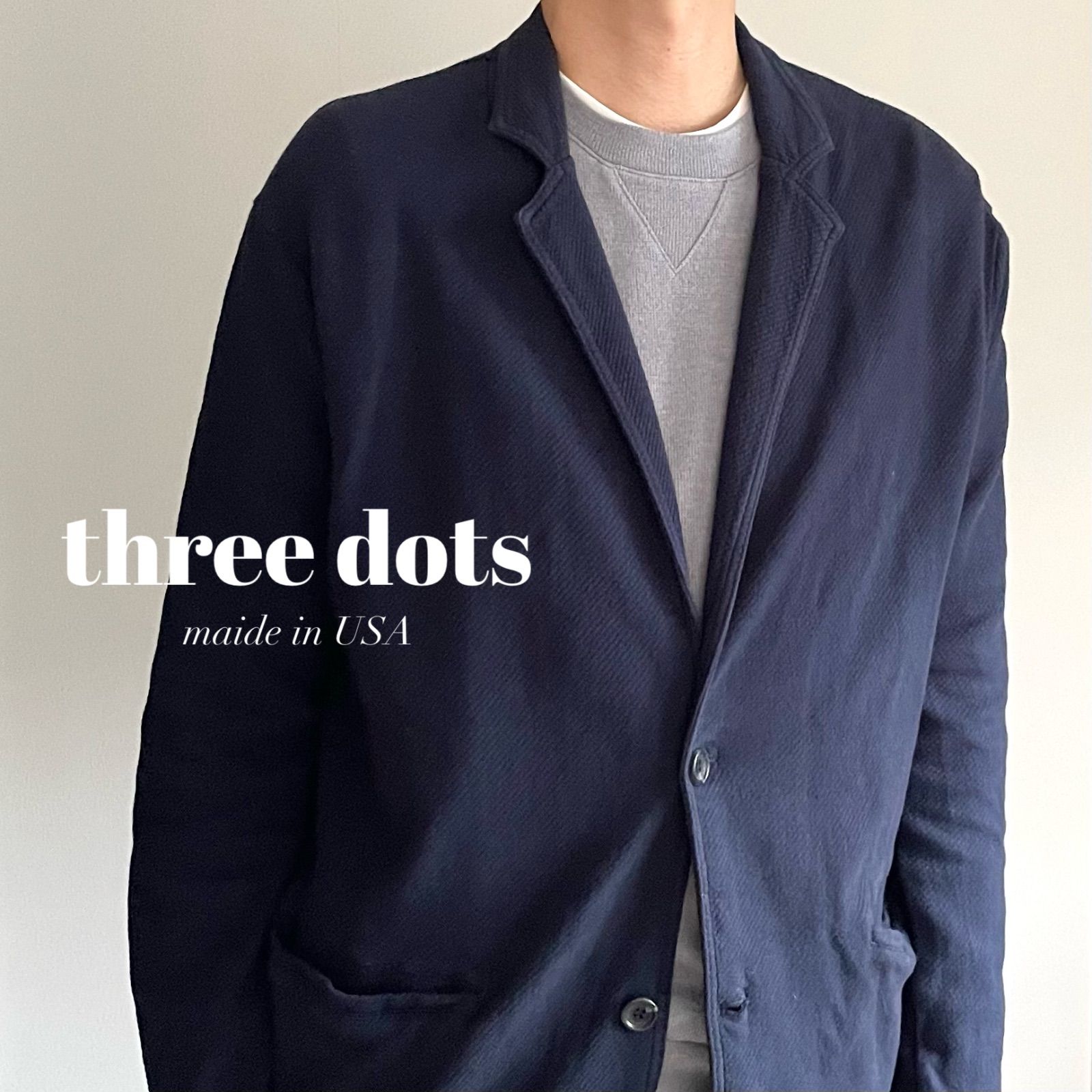 three dots / コットン 2つボタン シングル テーラードジャケット