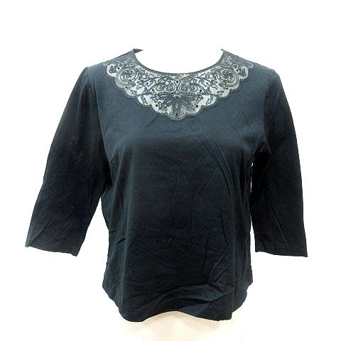 新品❗️leilian❤︎レースカットソー11号 レリアン Leilian カットソー クルーネック レース 七分袖 切替