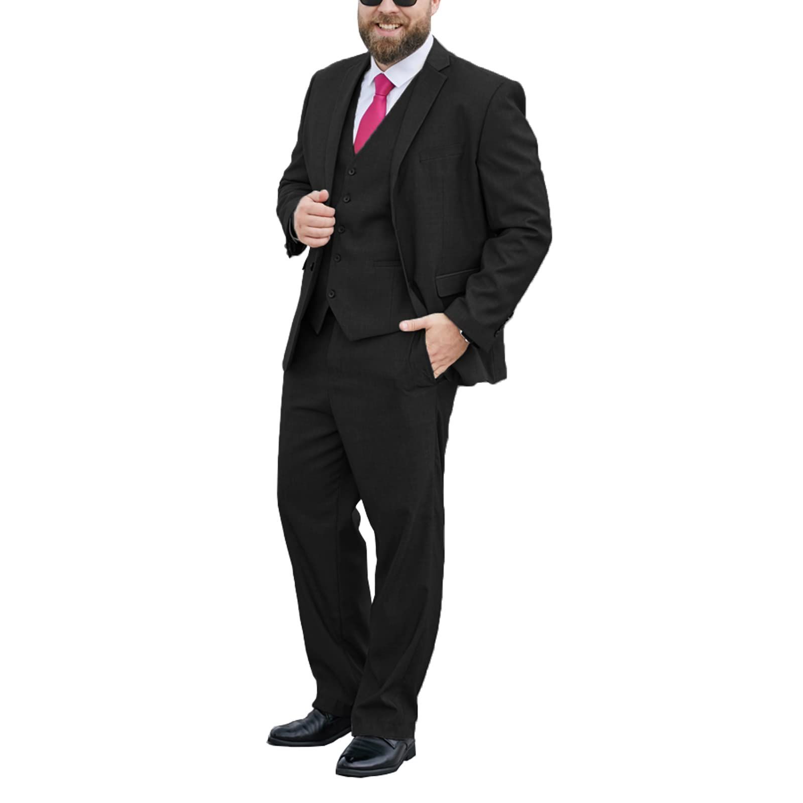 5XL_ブラック Msten スーツ メンズ 大きいサイズ オールシーズン スリーピース メンズスーツ 結婚式 ビジネス おしゃれ 無地 洗える 2釦 セットアップ メンズ スーツ