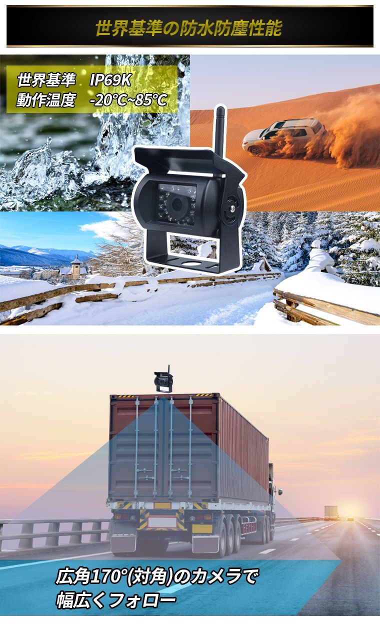 増設バックカメラ AHD高感度感光カメラ IP69防塵防水性能 - カーナビ
