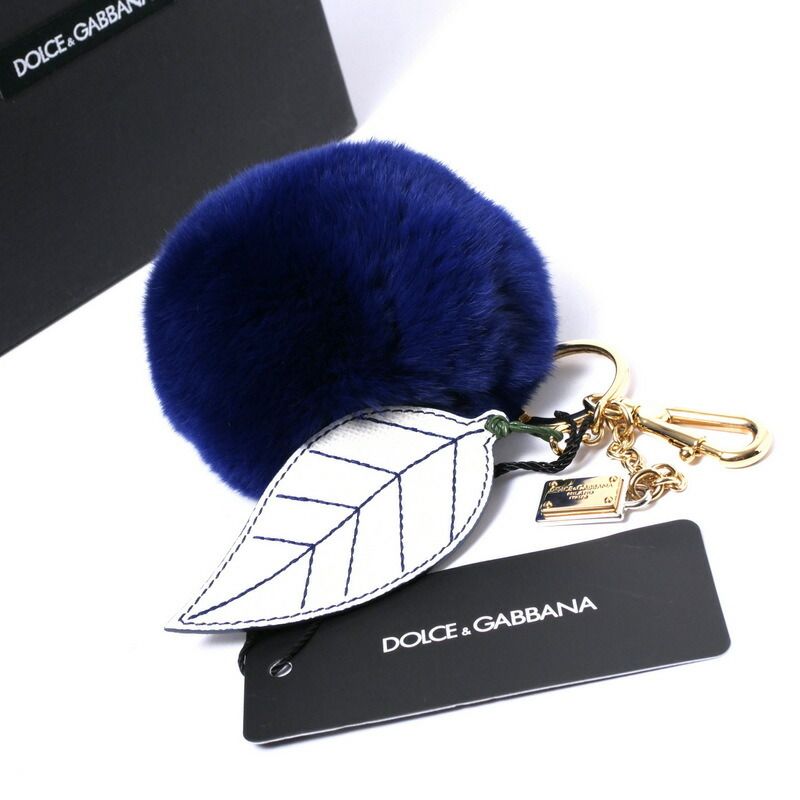 ■美品■DOLCE＆GABBANA ドルチェアンドガッバーナ ファー チャーム キーホルダー ポンポン レザー イタリア製 ドルガバ アクセサリー  ブランド古着【中古】20231207/GO8376