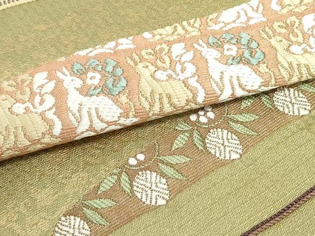 平和屋着物○六通柄袋帯 切嵌花唐草文 金糸 正絹 逸品