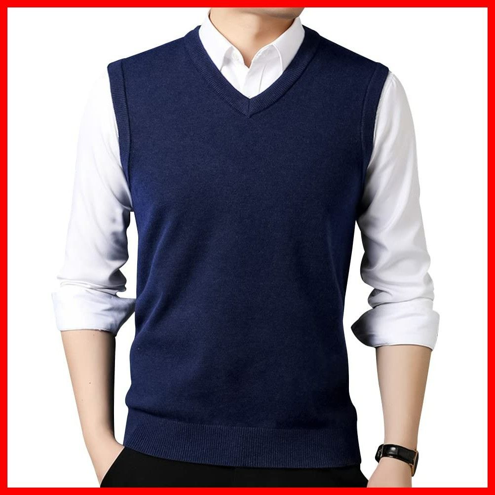 キレイ目 シンプル 無地 vネック セーター 春秋冬 メンズ DU560 ベスト ニット DUZTELYI