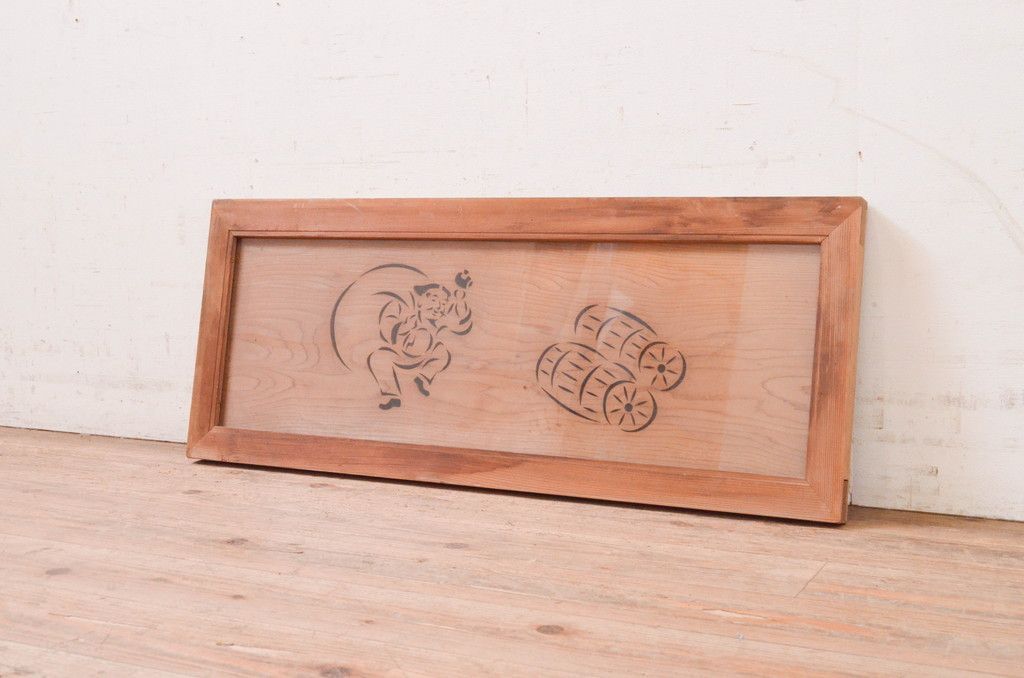 松 鶴 彫刻欄間 透かし建具 2枚セット 美術品 骨董品 古家具 道具