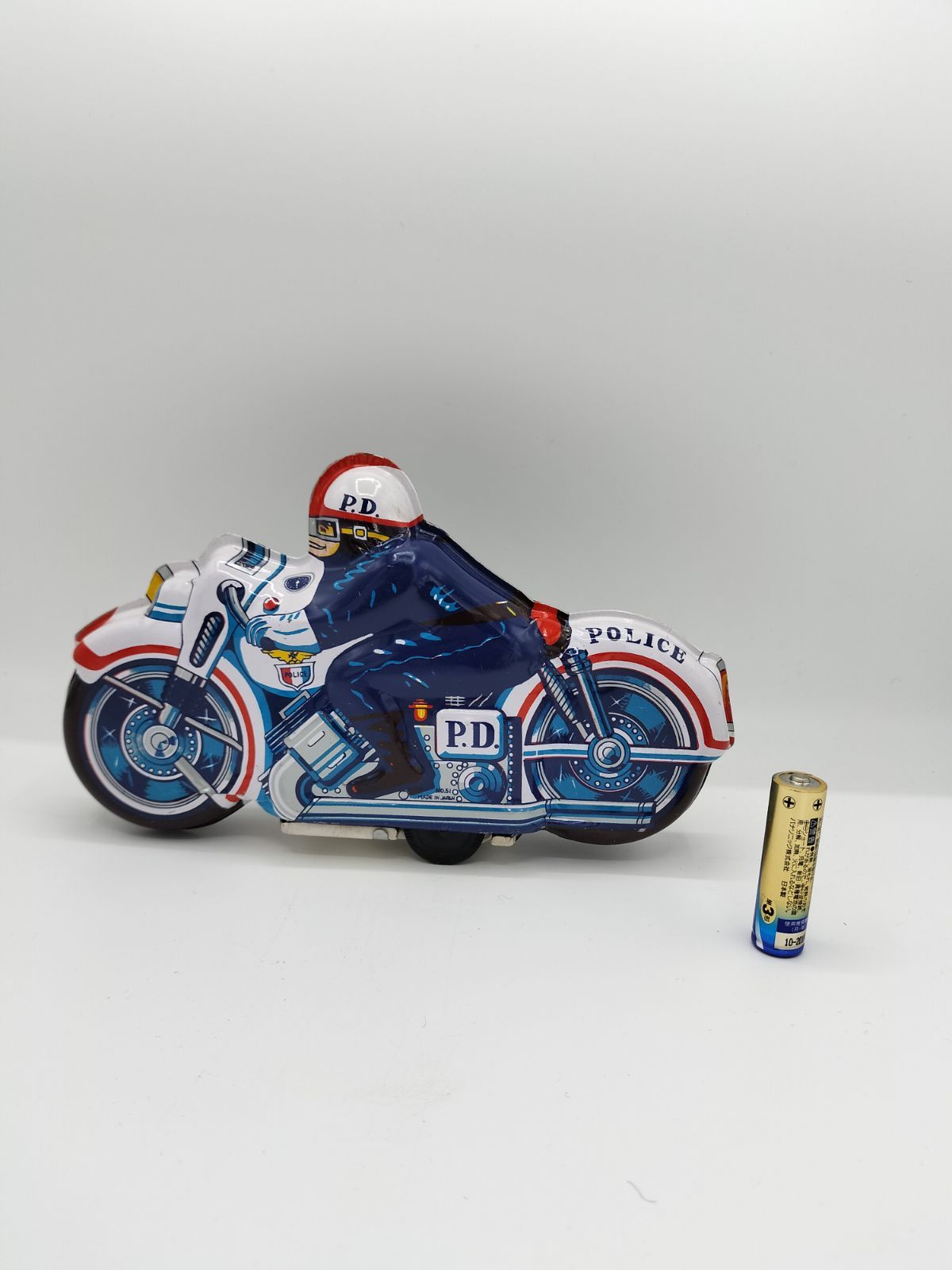 ブリキ 白バイ おもちゃ POLICE MOTORCYCLE FRICTION POWERED