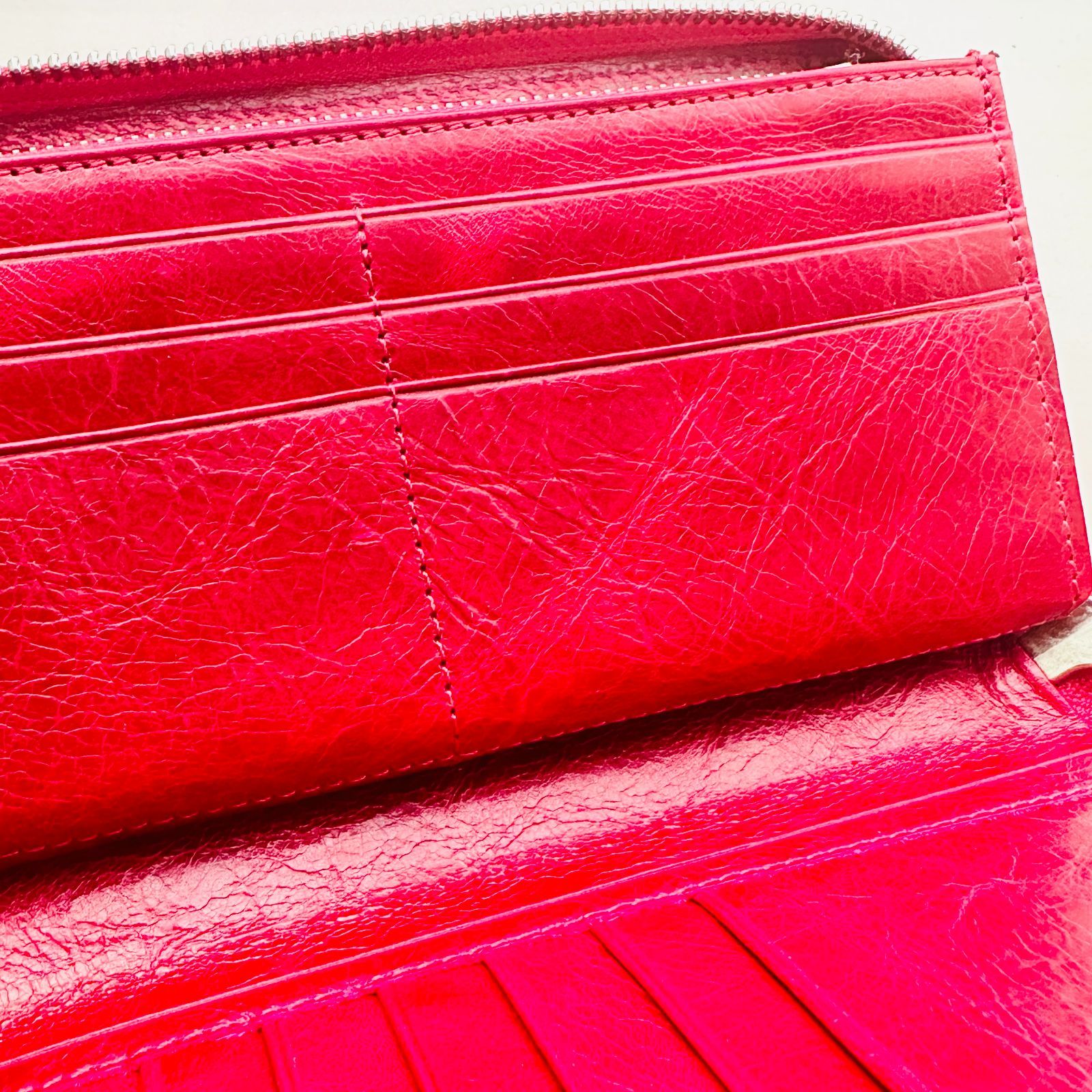 赤 クロコダイルレザー 　長財布　ウォレット 新品】クロコダイルレザーの長財布 レッドピンク#1ワニ革本革ロング