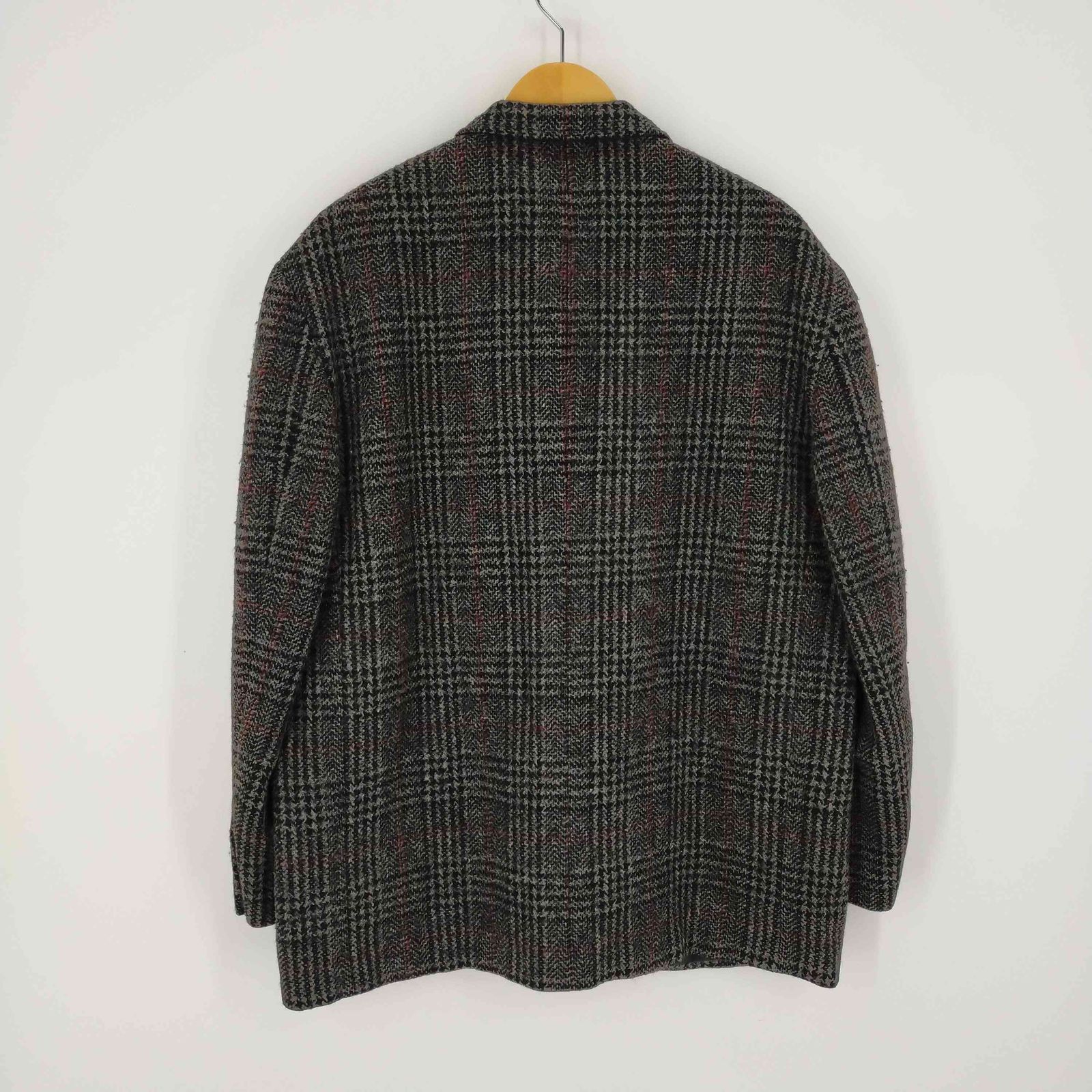 【美品】コムコム ジャケット チェック ウール混 美品】コムコム ジャケット チェック ウール混