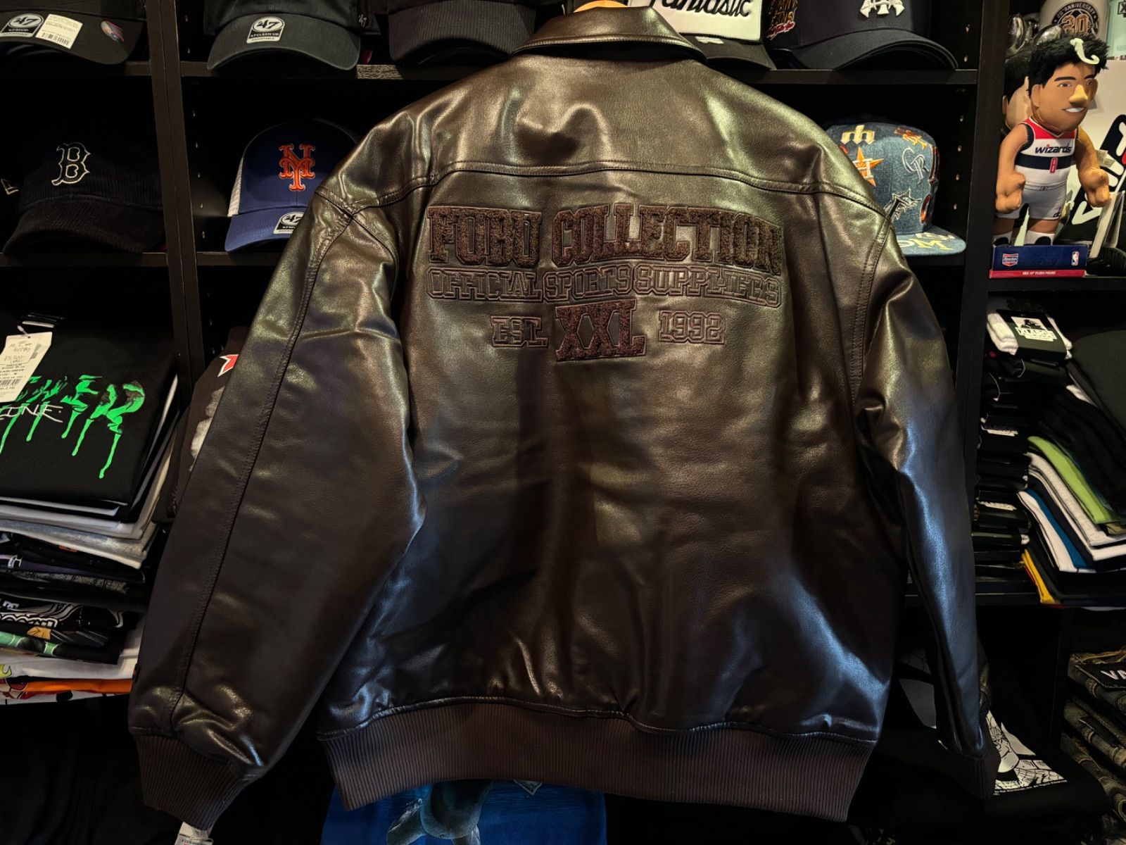 FUBU ECO LEATHER BLOUSON/エコレザーブルゾン【FAM-42305】BROWN XL