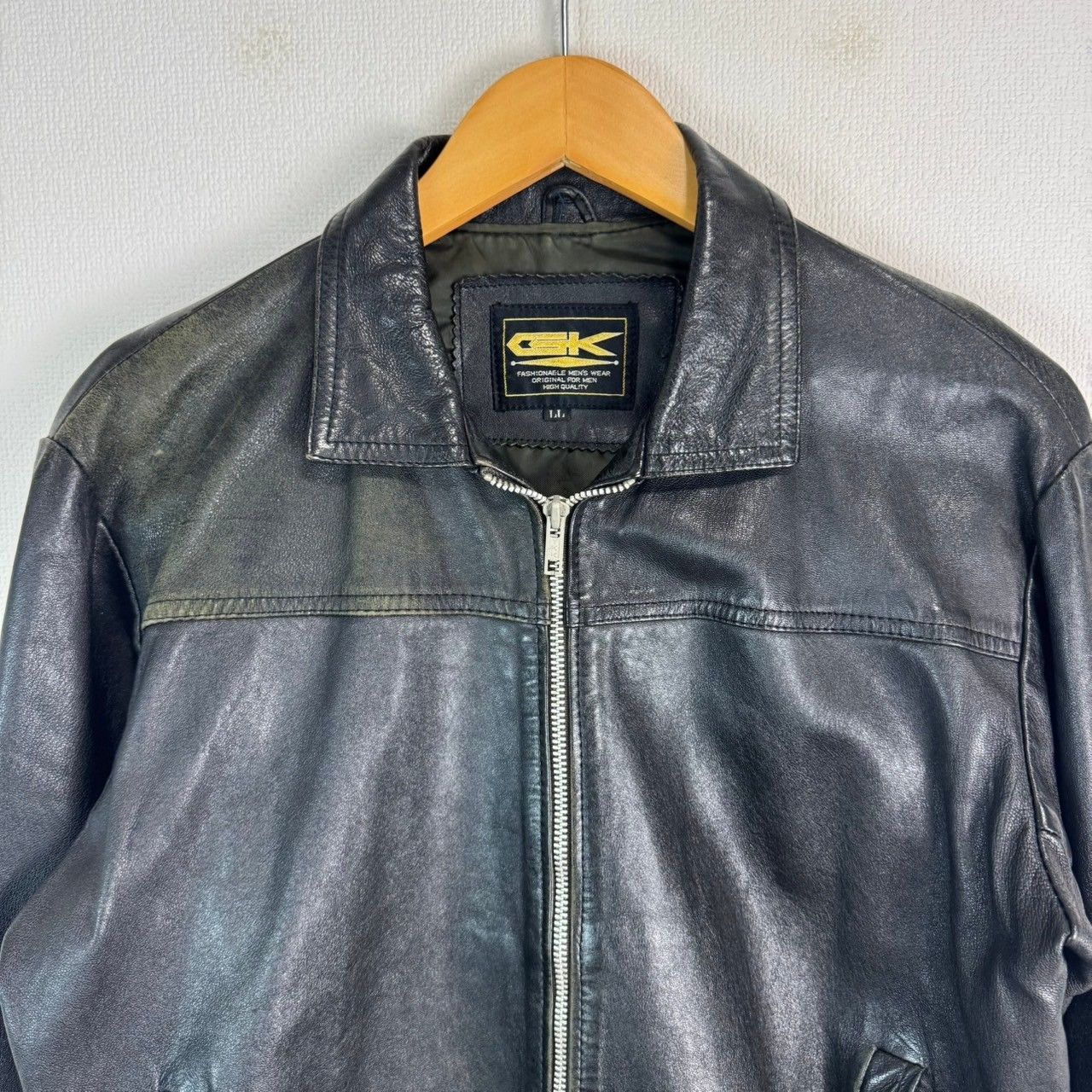 90s GK ブラック レザージャケット 革ジャン ライダースジャケット