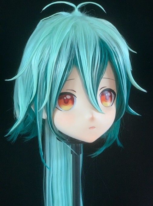 全頭マスク カツラ付き ロック付き NO.43 フルマスク ドール ヘッドロリータ人形 コスプレ マスク 変身 仮装 着ぐるみ 二次元美少女