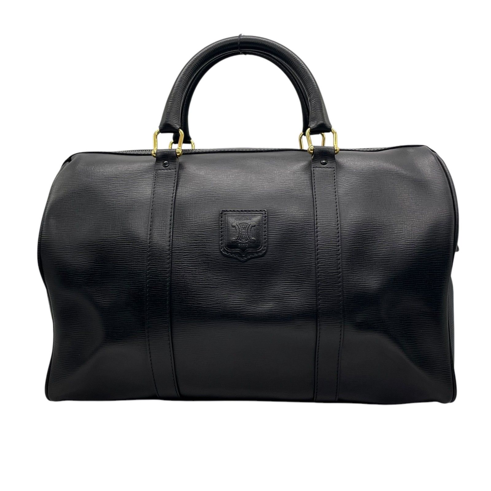 美品 CELINE セリーヌ ボストンバッグ 黒 ブラック レザー ゴールド 