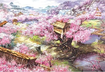 【在庫処分】MISITU ジグソーパズル マイクロピース 1000ピース パズル 風景 絵画 桜 桜並木 自然 桃源郷 プレゼント 誕生日 クリスマス おしゃれ インテリア 桜の山荘 (26 x 38 cm)