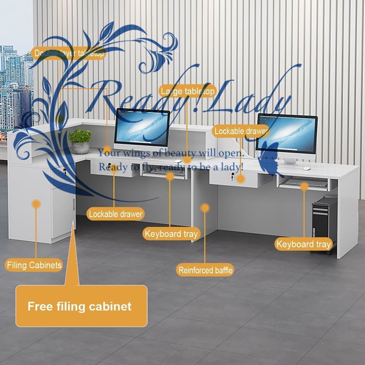 カウンター付き受付デスク フロントデスク受付カウンターシンプルなレジキャビネット