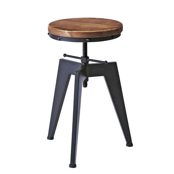 美品✨インダストリアルカウンターチェア 高さ調節可 アンティーク回転