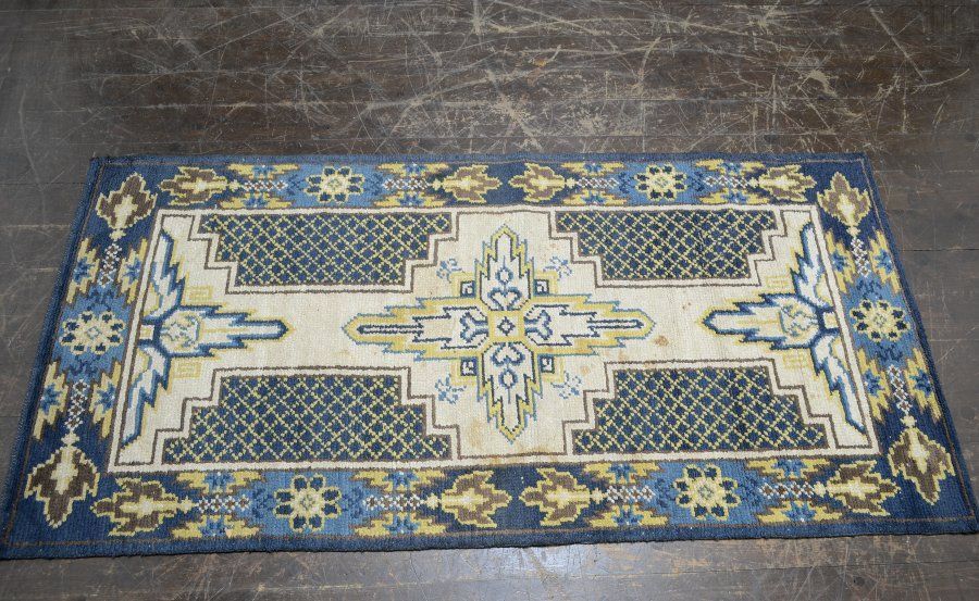 蔵A5380d 古い緞通 段通 敷物 絨毯 木綿 堺赤穂鍋島