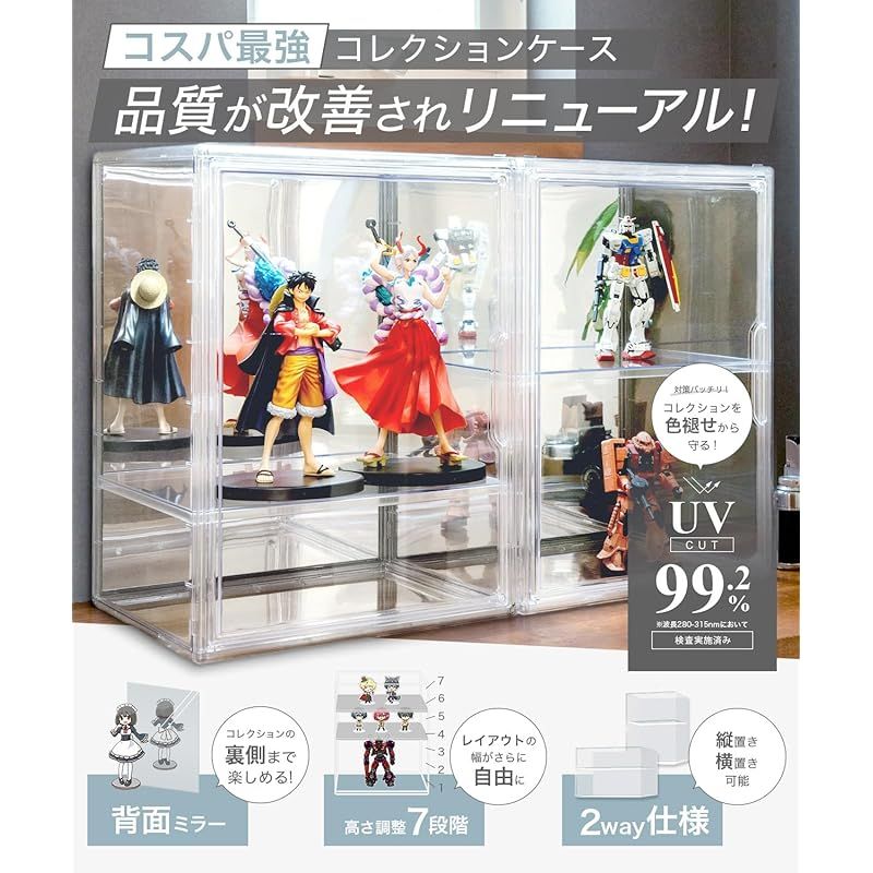UVカット 99.2％】フィギュアケース コレクションケース 背面ミラー