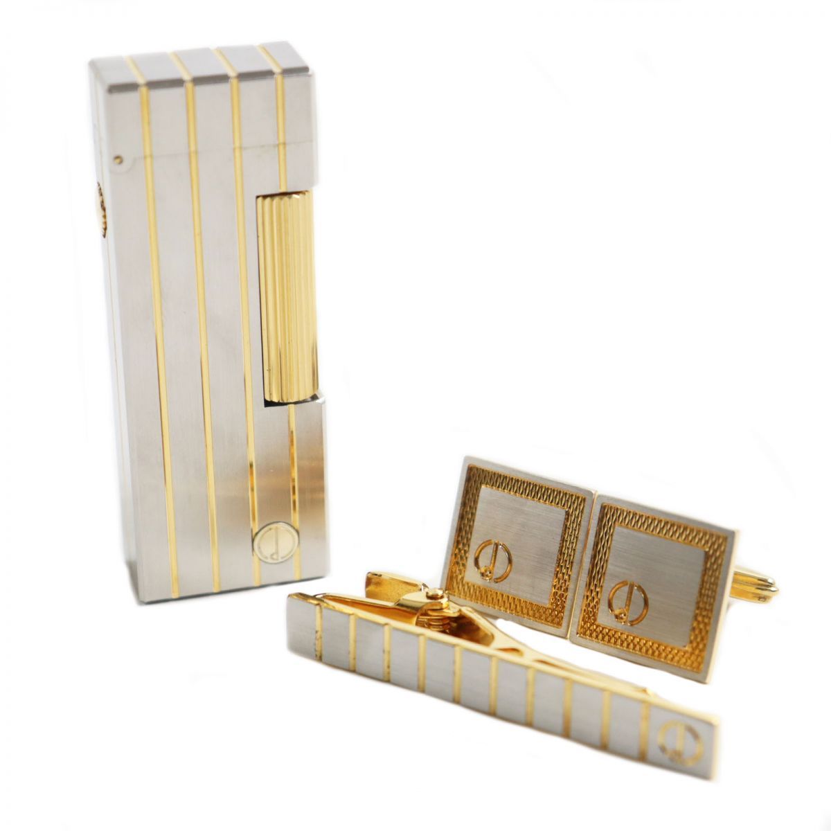 極美品○ダンヒル ストライプ ガスライター/カフス/カフリンクス  