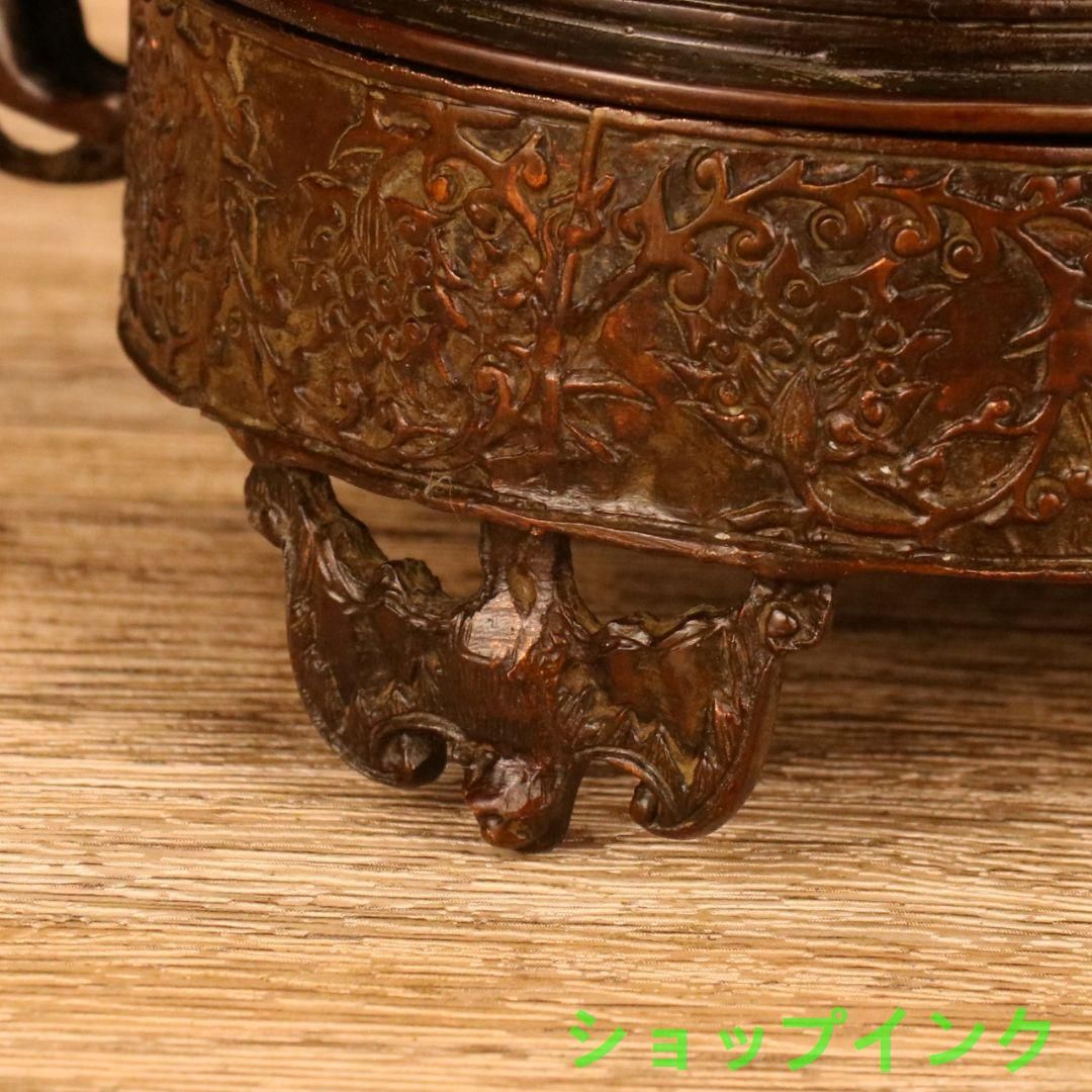 銅 細工 香道具 双のダックのネコ耳円香炉 装飾品 現代工芸品