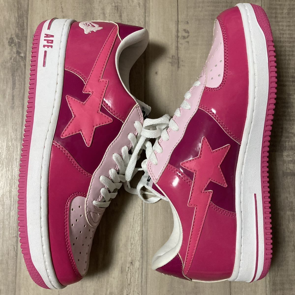 ★未使用品★ BAPESTA エナメル スニーカー 28cm Pink a bathing ape BAPE STA shoes sneakers  エイプ ベイプ ベイプスタ ピンク NIGO