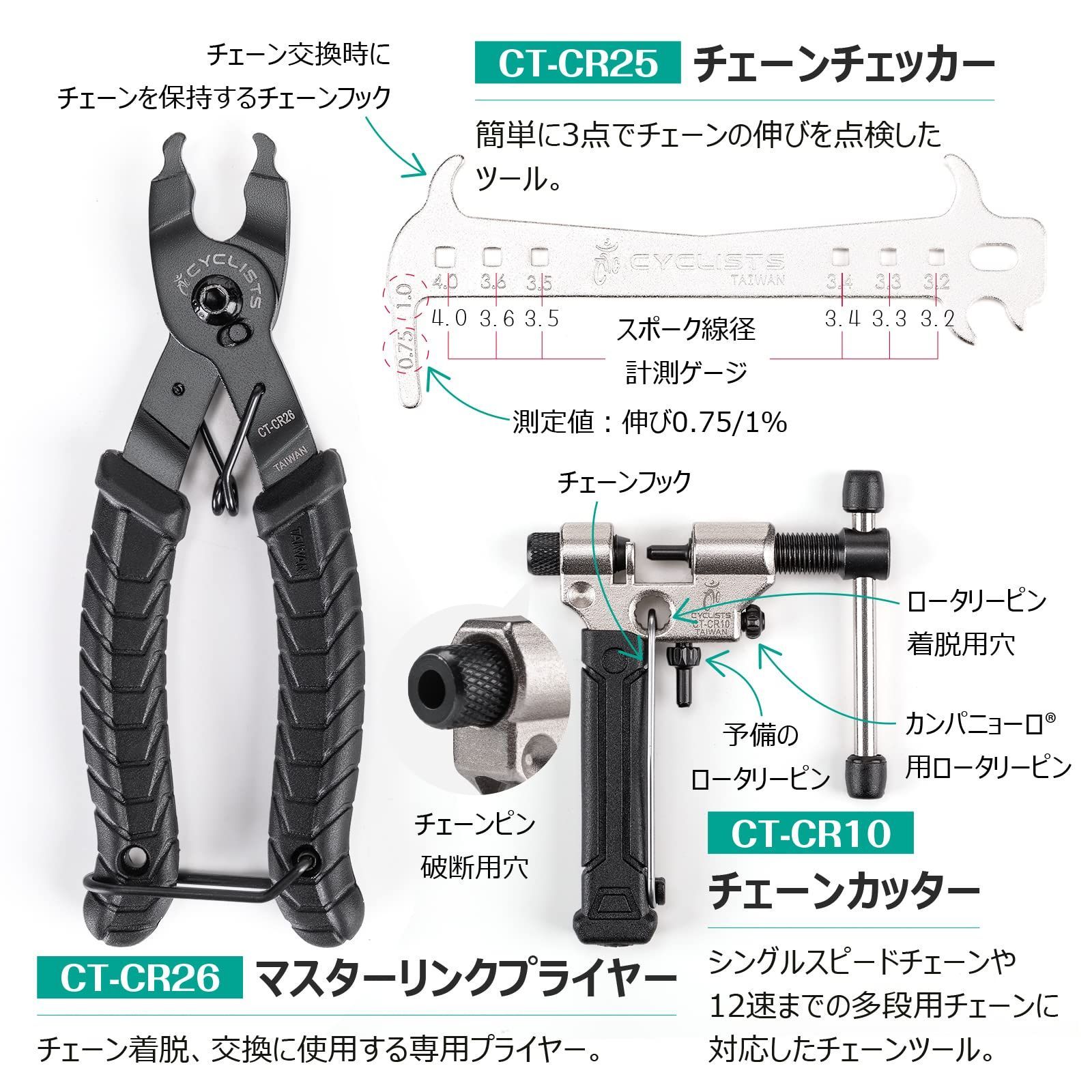 数量 26点 シマノ対応 プロ 工具セット ロードバイク クロスバイク ママチャリなど用 トルクレンチ 自転車 パンク修理キット CYCLISTS ツールボックス付き CT-K02 WWW_OLIVIERBERNSTEIN_COM