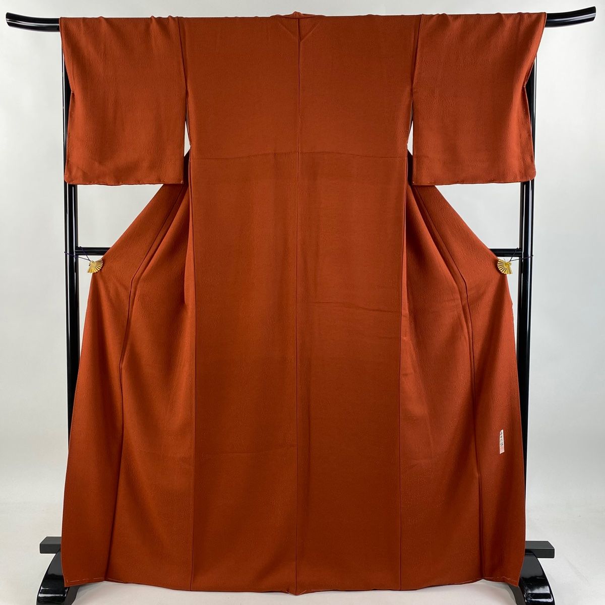 色無地 身丈168.5cm 裄丈68cm L 袷 毎田仁郎 落款 地紋 赤茶 正絹 秀品