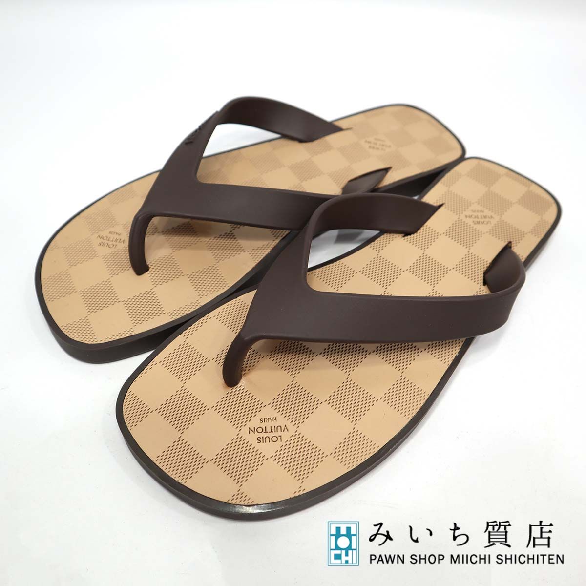 ルイヴィトン ダミエ ラバー トング サンダル サイズ6 25cm LV LOUIS 