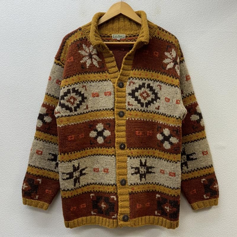 L.L.Bean エルエルビーン ジャケット、上着 ジャンパー、ブルゾン 総柄 襟付き ウール ニット カウチン
