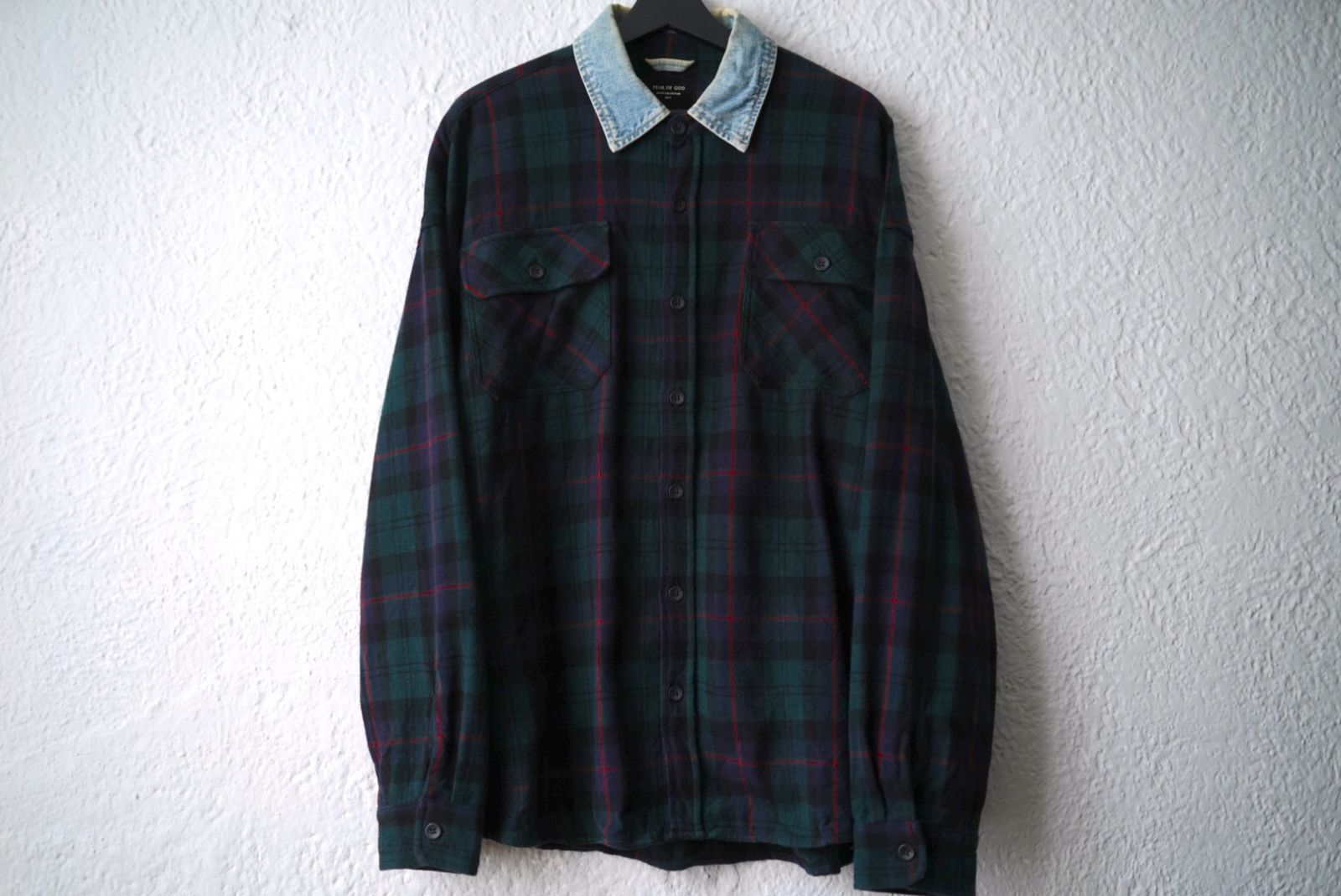 2017 FIFTH COLLECTION DENIM COLLARED FLANNEL デニム チェックシャツ | FEAR OF GOD フィアオブゴッド FOG