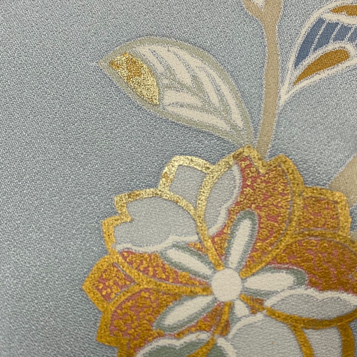 付下げ 身丈151.5cm 裄丈62cm S 袷 桜 梅 金彩 水色 正絹 秀品 【中古  