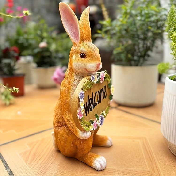 ウェルカムボード 置物 オブジェ ガーデニング ウサギ うさぎ 雑貨