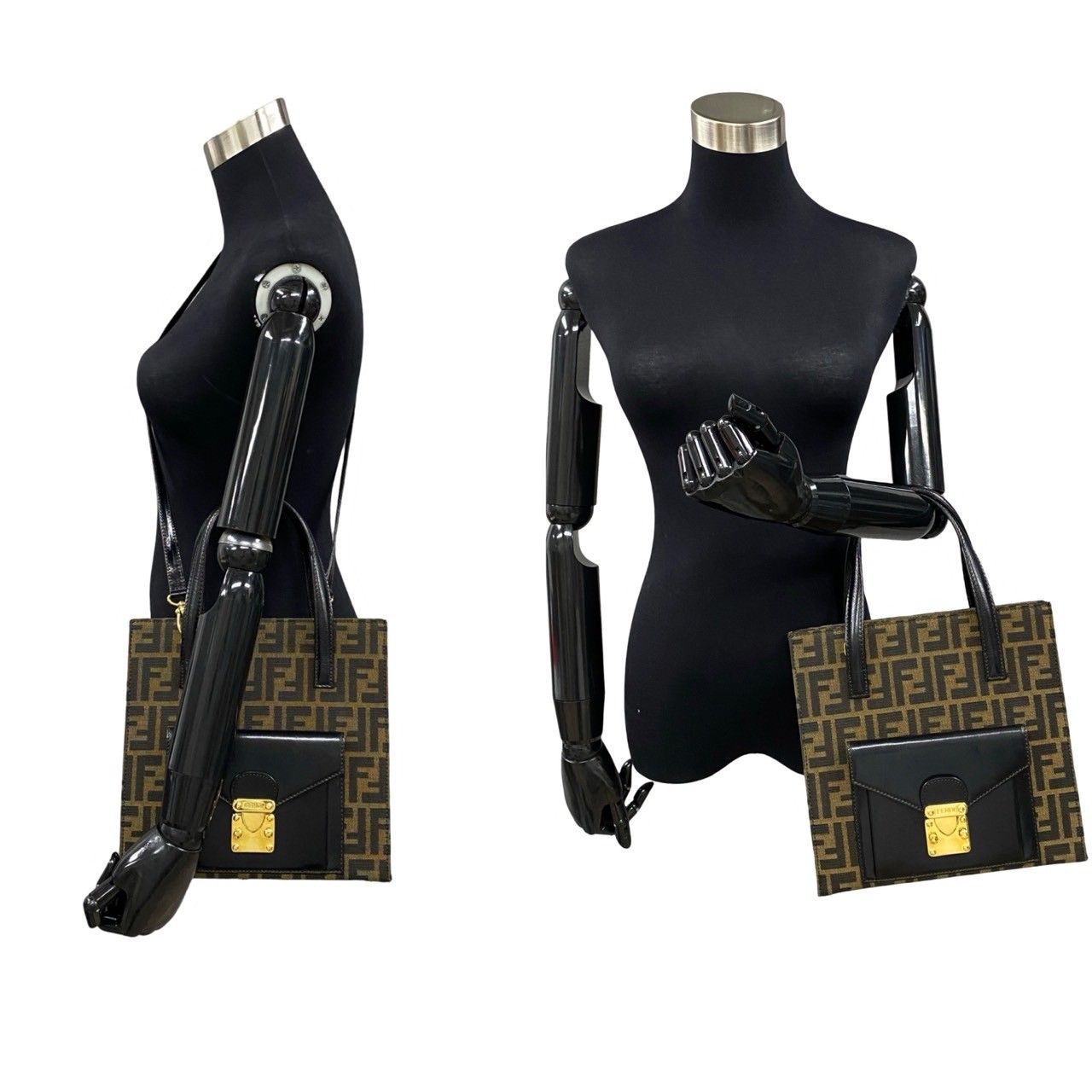 ほぼ未使用 FENDI フェンディ ヴィンテージ ズッカ FF 柄 金具
