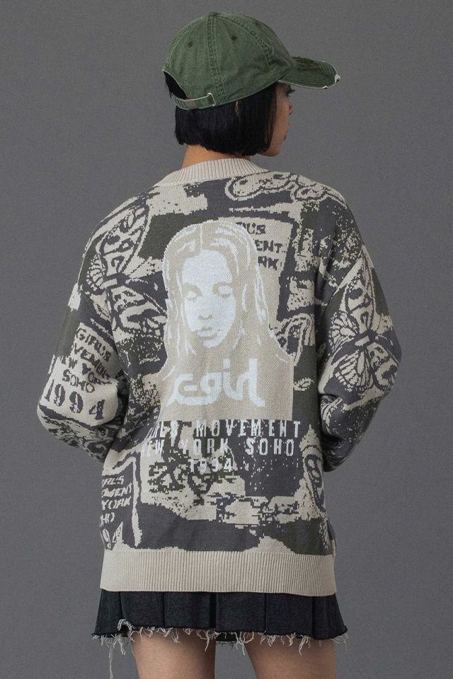 コラージュグラフィックジャガードニットカーディガン