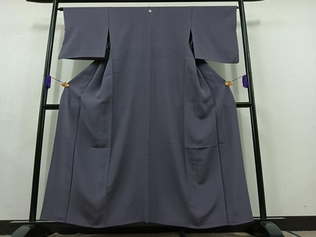 平和屋着物▽上質な色無地 単衣 濃鼠色 正絹 AABC2218jh