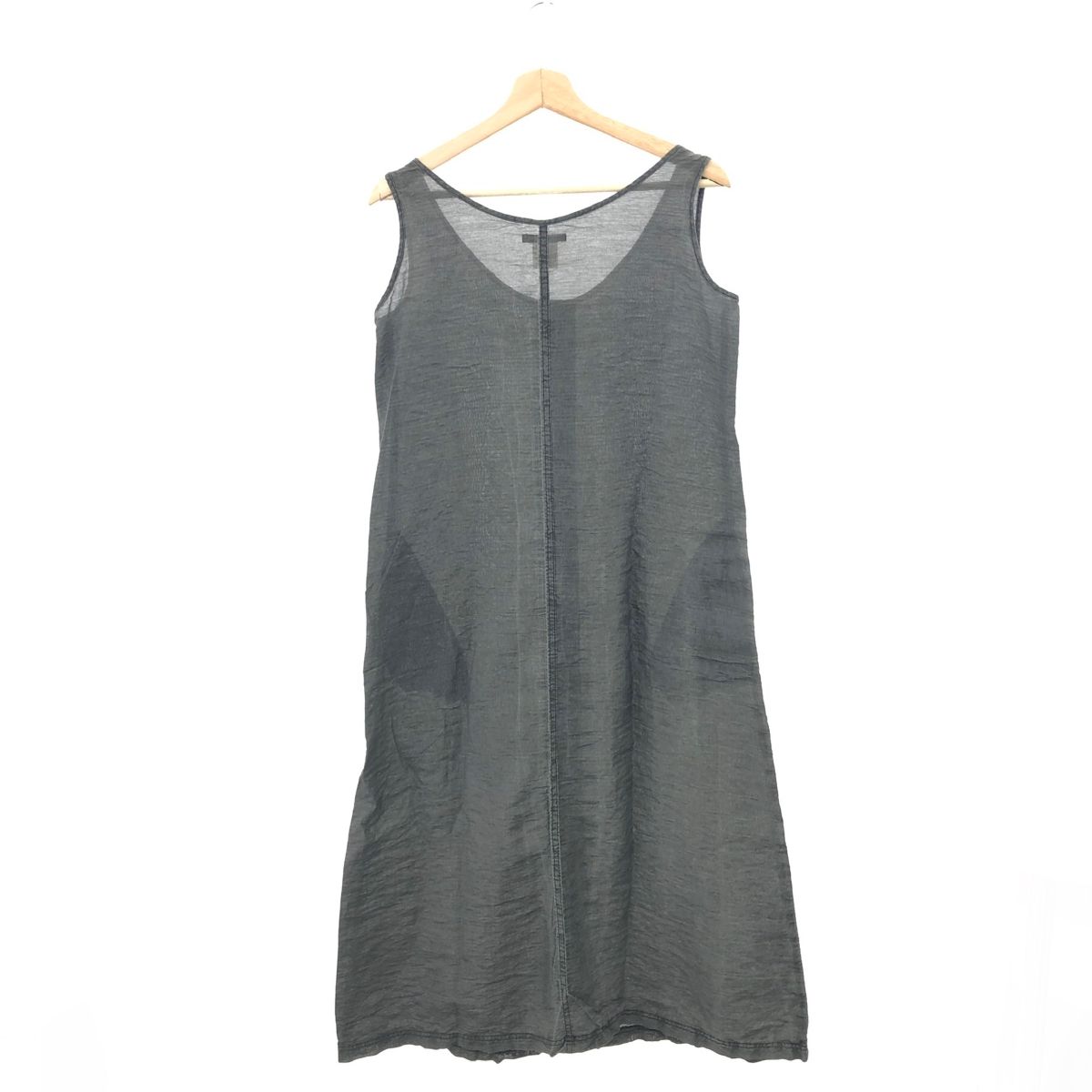 ISSEY MIYAKE イッセイミヤケ ノースリーブワンピース サイズ S IM01FH046 コットン×ナイロン ブラック グレー レディース 241011011747