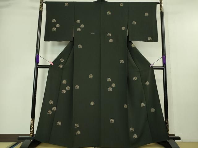 平和屋本店■極上　印傳　訪問着　単衣　花兎　蝉色地　逸品　DZAA6568kh5 平和屋本店□極上 印傳 訪問着 単衣 花兎 蝉色地 逸品 DZAA6568kh5