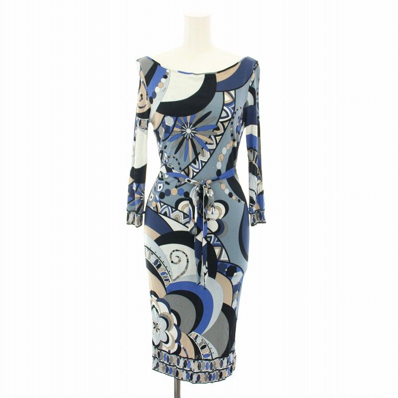 エミリオプッチ EMILIO PUCCI ワンピース ひざ丈 長袖 総柄