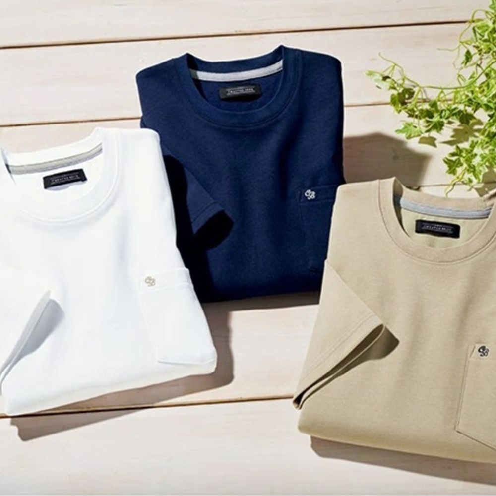 3p  Lサイズ  着心地すっきり体型カバーＴシャツ３色組 Tシャツ メンズ 半袖 着心地すっきり体型カバーＴシャツ 3色組 カットソー ポケット付き 3枚セット 夏服 おしゃれ ゆったり シンプル 