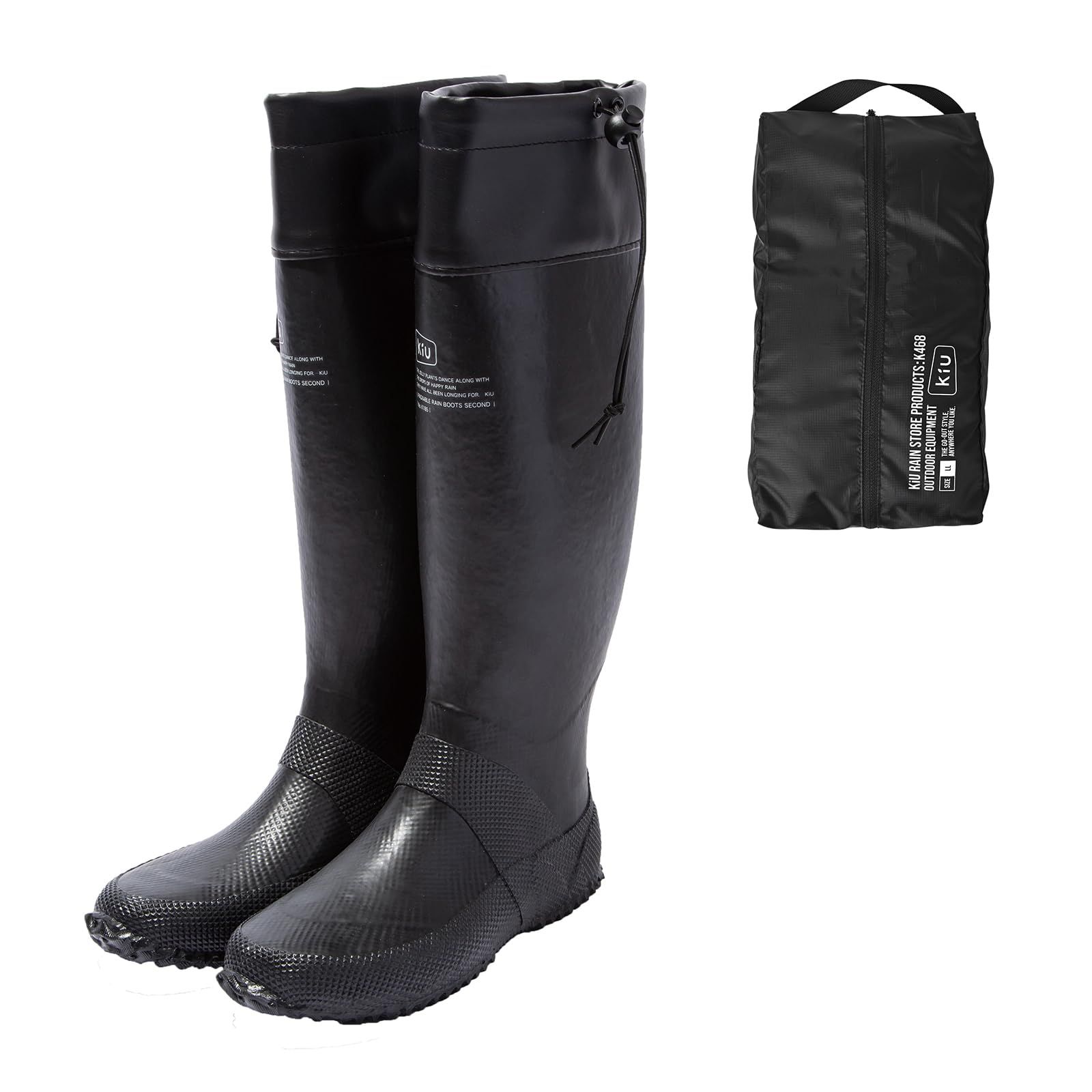 キウ パッカブルレインブーツ 2ND PACKABLE RAIN BOOTS 2ND 防水 撥水 長靴 コンパクト 折りたたみ 収納袋 中敷 快適 防災 おしゃれ アウトドア フェス ユニセックス メンズ レディース ブラック Free Size