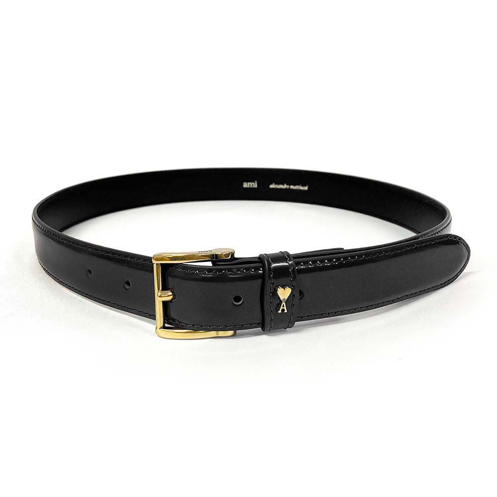 AMI PARIS アミパリス UBL029.AL0139 0015 ブラック グレーズドレザー Paris Paris 25 Mm ベルト