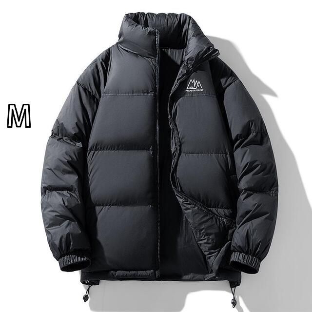 M メンズ ファッション 服 男性用 オシャレ シンプル 大人 かっこいい ストリート スタンドカラー ダウン ジャケット ゆったり カジュアル 厚手 ホワイト ダックダウン パファー ジャケット