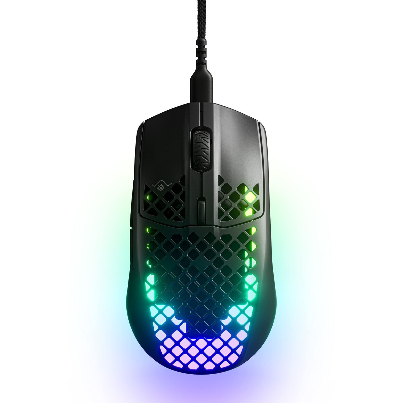 62599 Black 3 Aerox 3ゾーンRGBイルミネーション SuperMeshケーブル 防塵 防水 IP54規格 超軽量 有線 ゲーミングマウス USB SteelSeries