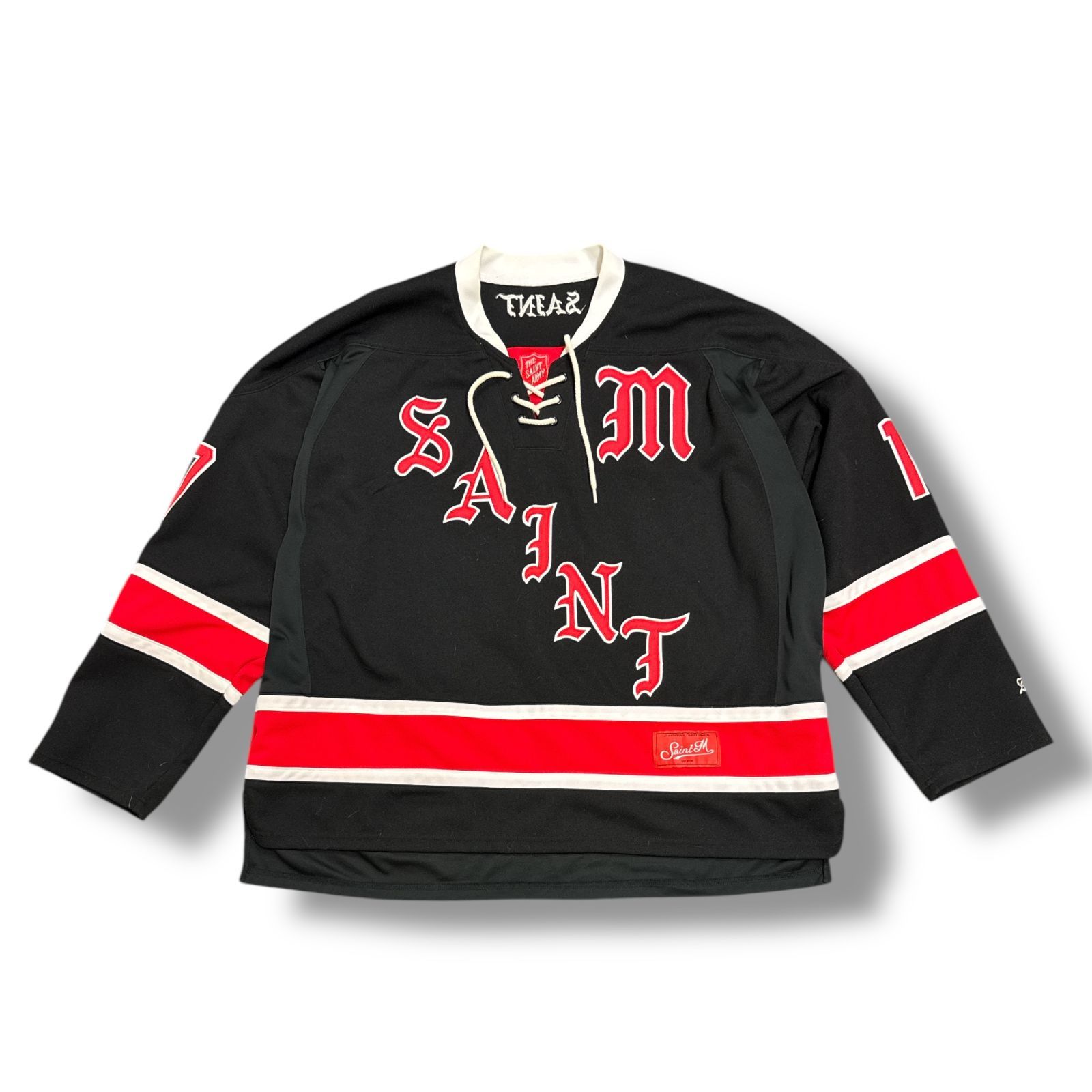 SAINT MICHAEL 23SS L|S TEE GAMESHIRT ロングスリーブシャツ ゲームシャツ ホッケーシャツ セントマイケル SM-S23-0000-033 ブラック 0|S 90665A4
