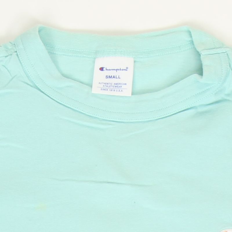 Champion C3-P300 MintGreen T-shirts 半袖 Tシャツ チャンピオン トップス ワンポイント ロゴマーク USED【チャンピオン 半袖Tシャツ  tシャツ クルーネック ミントグリーン 刺繍 CHAMPION ユーズド】