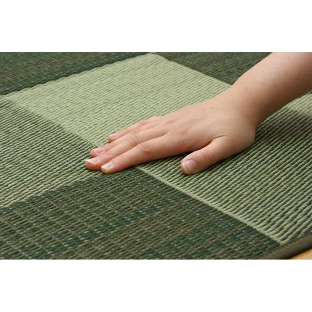 イケヒコ い草ラグ カーペット Fブロック2 グリーン 約140×200cm 裏