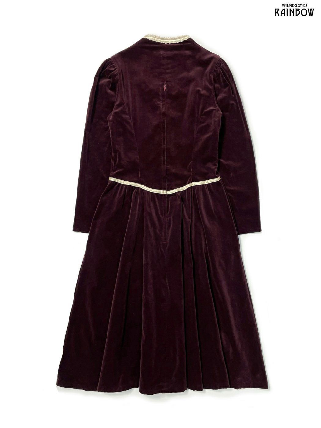 GUNNE SAX ガニーサックスロング丈 長袖 ワンピース 赤 ボルドー ...