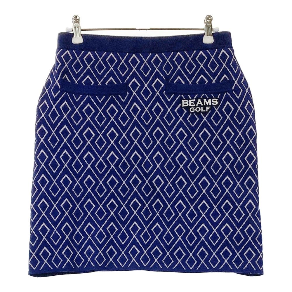サイズ M BEAMS GOLF ビームスゴルフ パープルレーベル ニットスカート 総柄 ネイビー系 240101535847 ゴルフウェア レディース ストスト