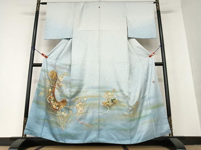 平和屋着物○人間国宝 福田喜三郎 色留袖 刺繍 花絵巻人物文 暈